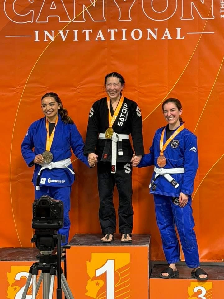 Martial arts competition medal podium