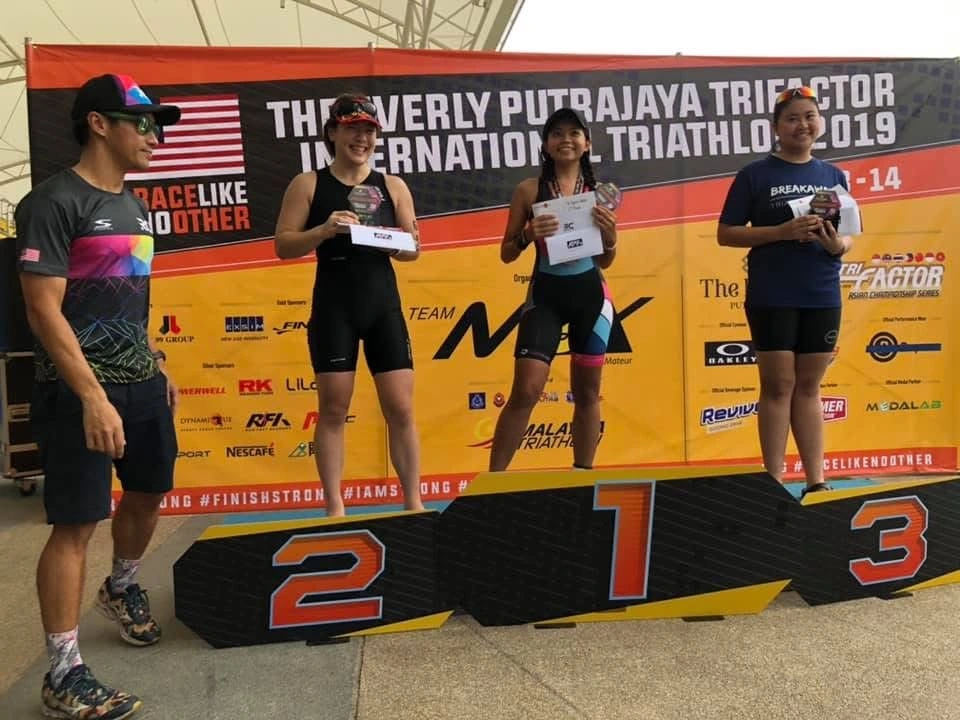 Triathlon award podium
